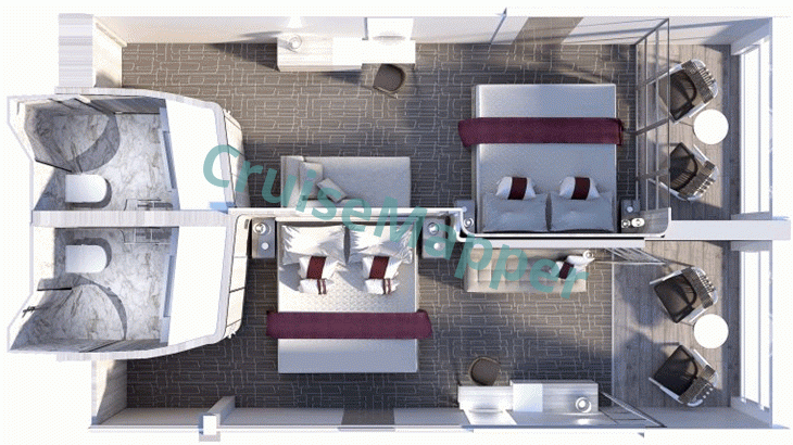 Celebrity Edge Edge Veranda Infinity|French Balcony Cabin  floor plan