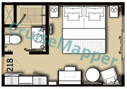 RV Strand French Balcony Deluxe Cabin  floor plan