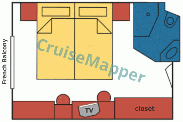 MS Bijou du Rhone French Balcony Cabin  floor plan