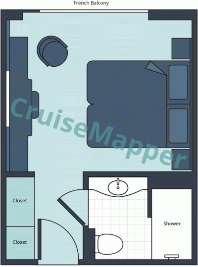 SS Helen French Balcony Cabin floor plan SS Helen French Balcony Cabin floor plan