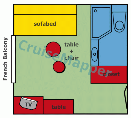 MS Heidelberg Single Cabin  floor plan