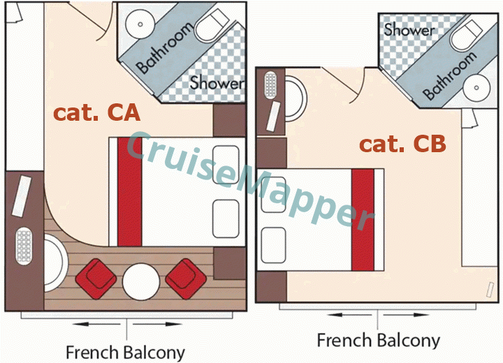 AmaLea French Balcony Cabin  floor plan