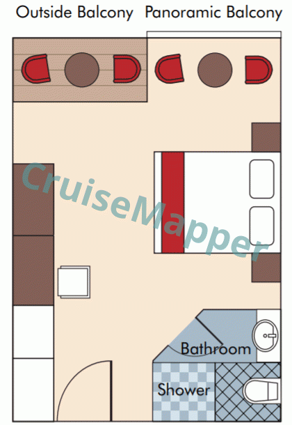 RV Princess Panhwar Twin-Balcony Suite  floor plan