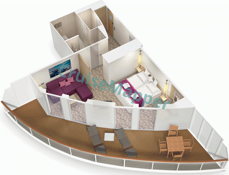 AIDAnova JA-Junior Suite with Wraparound Balcony  floor plan