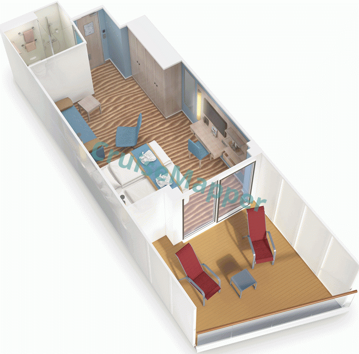 AIDAnova Verandababine Deluxe Balcony DA  floor plan