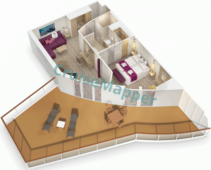 AIDAnova Forward-Facing Sundeck Premium Suite  floor plan