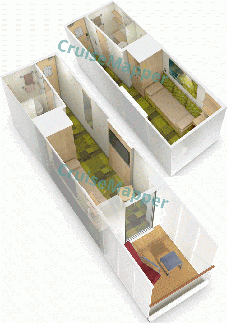 AIDAnova Einzelkabine|Single Cabin  floor plan