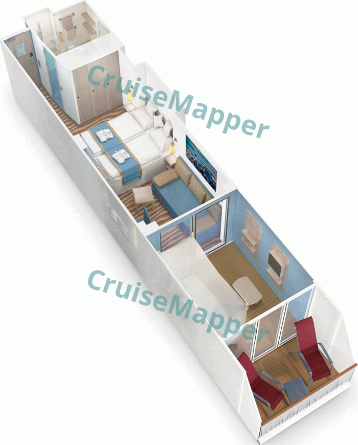 AIDAnova JB-Junior Suite with Patio Lounge  floor plan