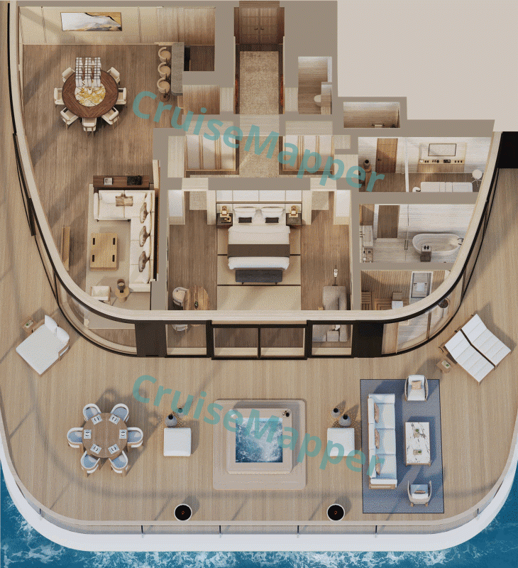 Amangati Aman Suite with Aft Wraparound Terrace & Jacuzzi  floor plan