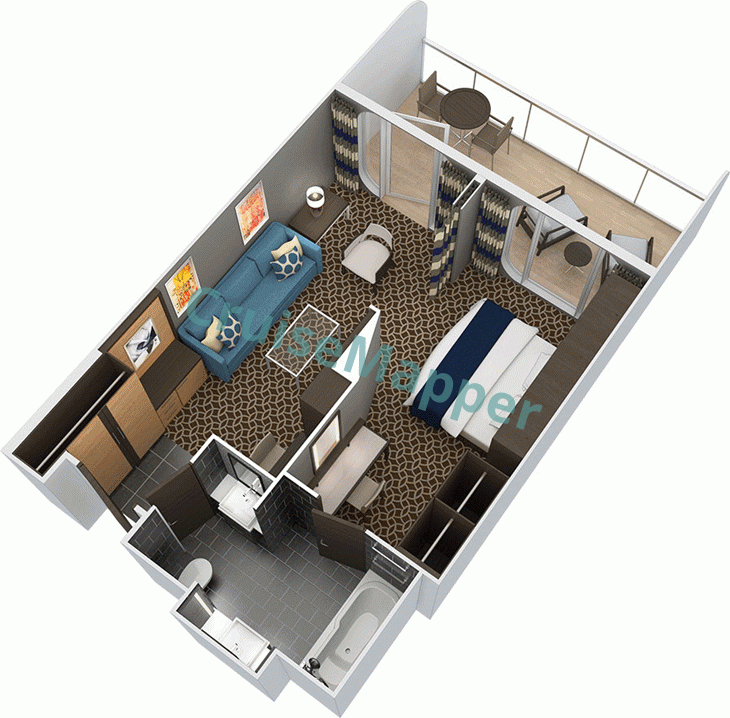 Odyssey Of The Seas 1-Bedroom Grand Suite  floor plan