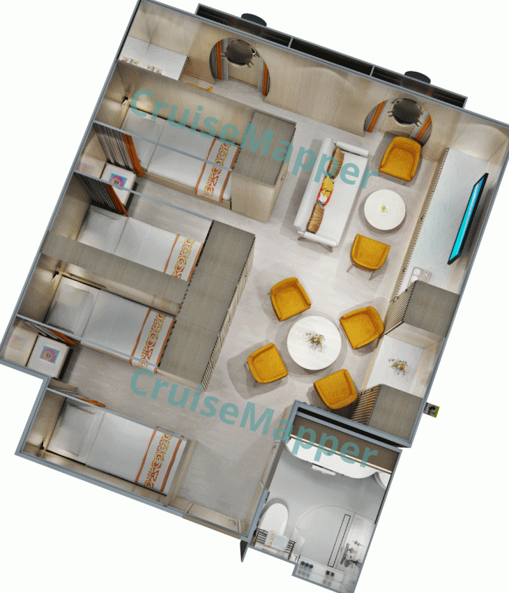 Aranui Aranoa C-Class 4-Passenger Porthole Cabin floor plan Aranui Aranoa C-Class 4-Passenger Porthole Cabin  floor plan