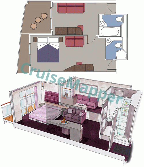 MSC Virtuosa SuperFamily Balcony Cabin  floor plan