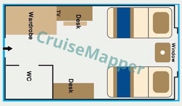 Orient Queen Outside Cabin  floor plan