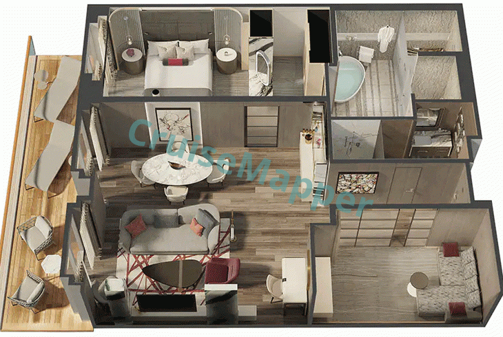Oceania Vista 3-Room Oceania Suite  floor plan
