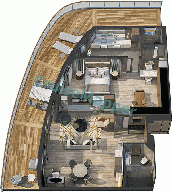 Oceania Allura 3-Room Vista Suite  floor plan