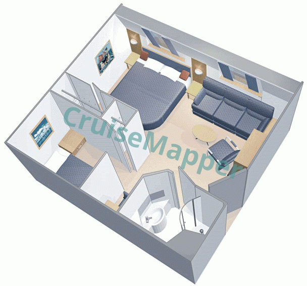 Wonder Of The Seas 2-Bedroom Family Oceanview Cabin  floor plan