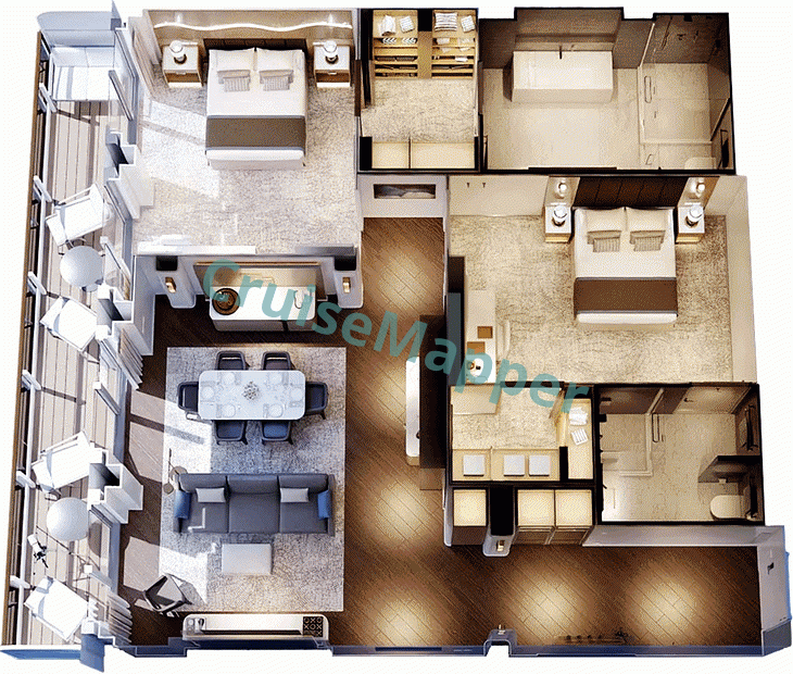 Star Princess 2-Bedroom Signature Sky Suite  floor plan