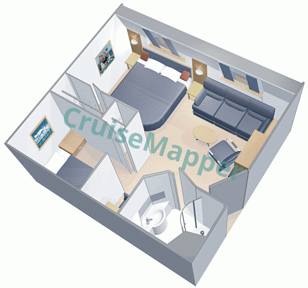 Utopia Of The Seas 2-Bedroom Family Oceanview Cabin  floor plan