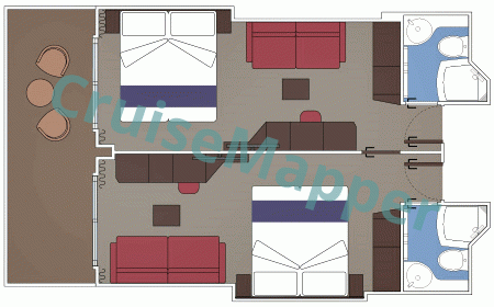 MSC World Europa SuperFamily Balcony Cabin  floor plan