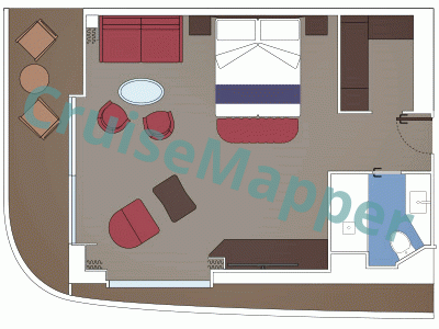 MSC World Europa Aft-Facing Grand Suite with Wraparound Balcony  floor plan