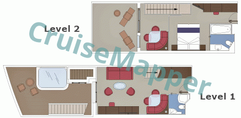 MSC World Europa MSC Yacht Club Duplex Suite with Balcony Jacuzzi  floor plan