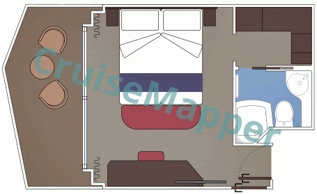 MSC World Europa Promenade View Balcony Cabin  floor plan