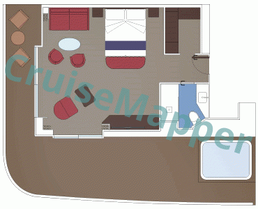 MSC World Europa Wraparound Balcony Suite with Outdoor Jacuzzi  floor plan