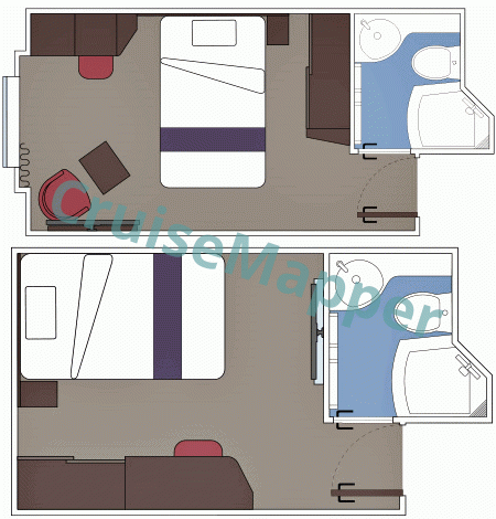 MSC World Europa Studio Single Cabin  floor plan