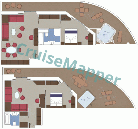 MSC World America MSC Yacht Club Royal Suite with Balcony Jacuzzi  floor plan