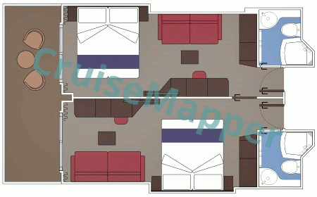 MSC World America SuperFamily Balcony Cabin  floor plan