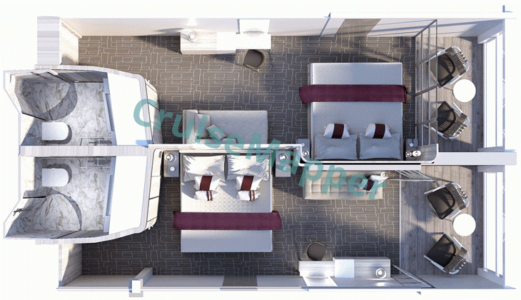Celebrity Ascent Edge Veranda Infinity|French Balcony Cabin  floor plan