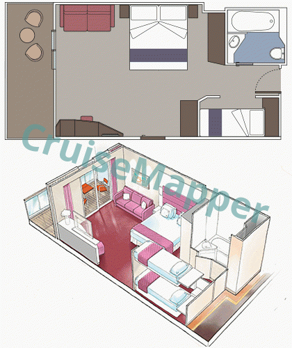 MSC Euribia Aft-Facing Premium Suite  floor plan