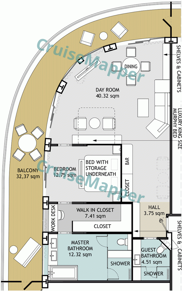Storylines MV Narrative RU4-1380 Aft-Facing Apartment  floor plan