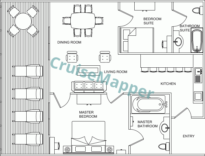 Clydebuilt MS Dark Island 2-Bedroom Suite with Balcony|Decks 4-5-6-7  floor plan