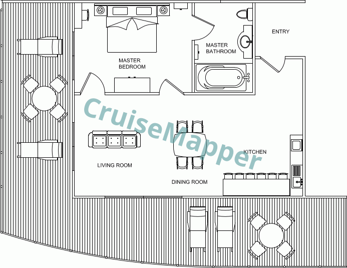 Clydebuilt MS Dark Island 1-Bedroom Suite with Wraparound Balcony Deck6|Aft  floor plan