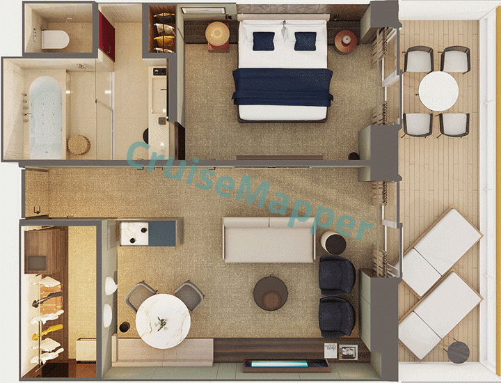 Norwegian Prima The Haven Owner Suite with Large Balcony  floor plan
