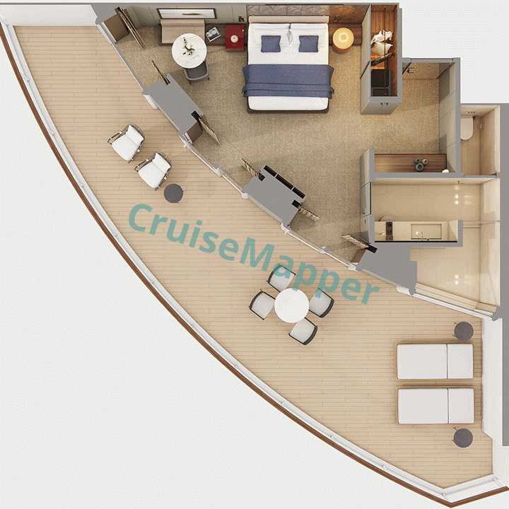 Norwegian Aqua The Haven Aft-Facing Penthouse with Large Balcony  floor plan