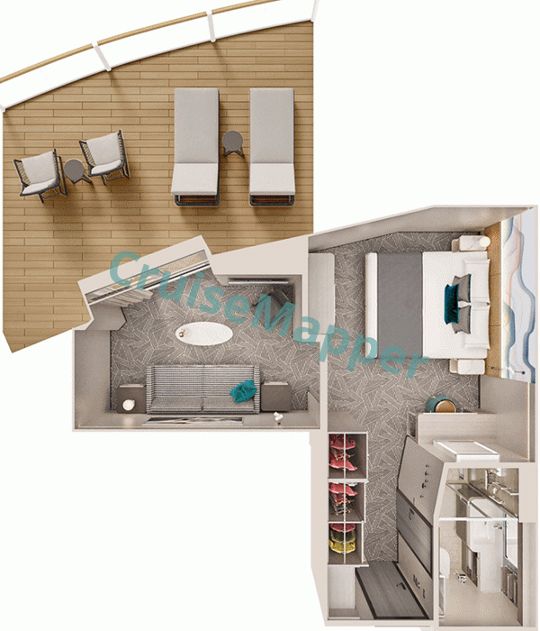 Norwegian Aqua Forward-Facing Suite with Master Bedroom  floor plan