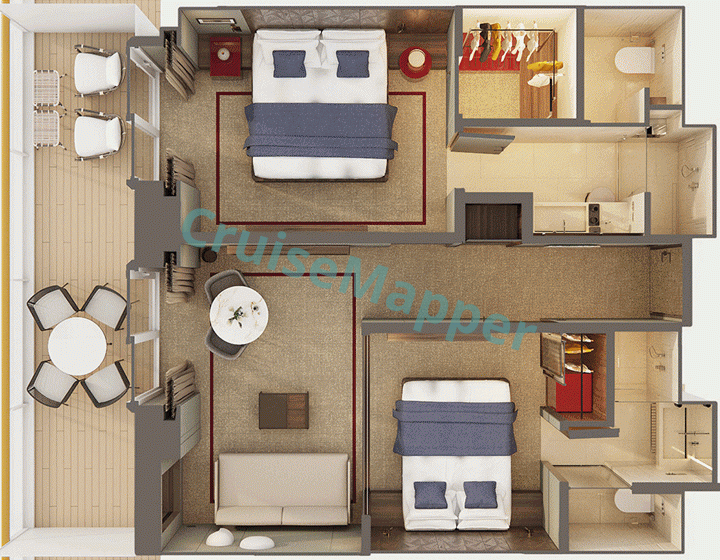 Norwegian Aura The Haven 2-Bedroom Family Villa with Large Balcony  floor plan
