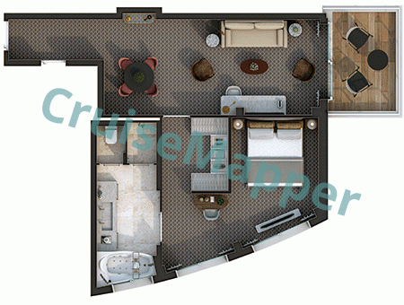 Silver Ray Bow-facing Junior Grand Suite  floor plan