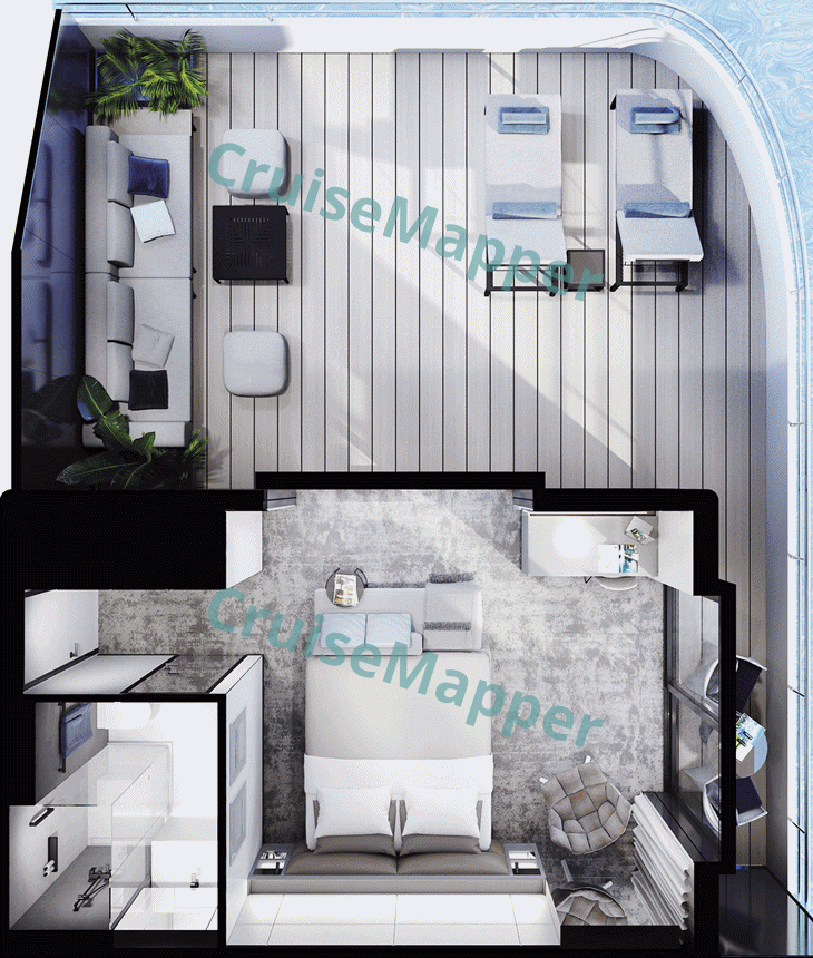 Emerald Sakara Terrace Suite with Wraparound Balcony  floor plan