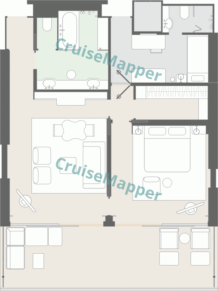 Four Seasons 2 Yacht Residential Ocean Suite with Studio|Connecting Cabins floor plan Four Seasons 2 Yacht Residential Ocean Suite with Studio|Connecting Cabins floor plan