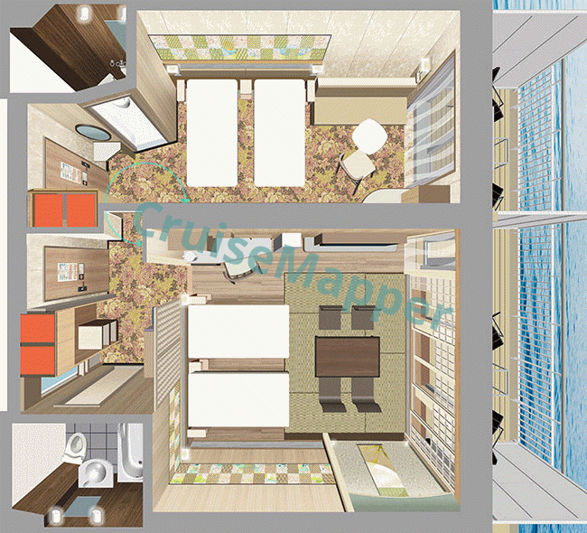 Sunflower Murasaki ferry Japanese-Western Connecting Suite with Balcony  floor plan