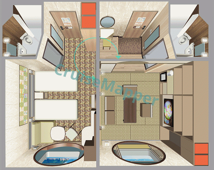 Sunflower Murasaki ferry Deluxe Cabins|Connecting-Japanese-Western  floor plan