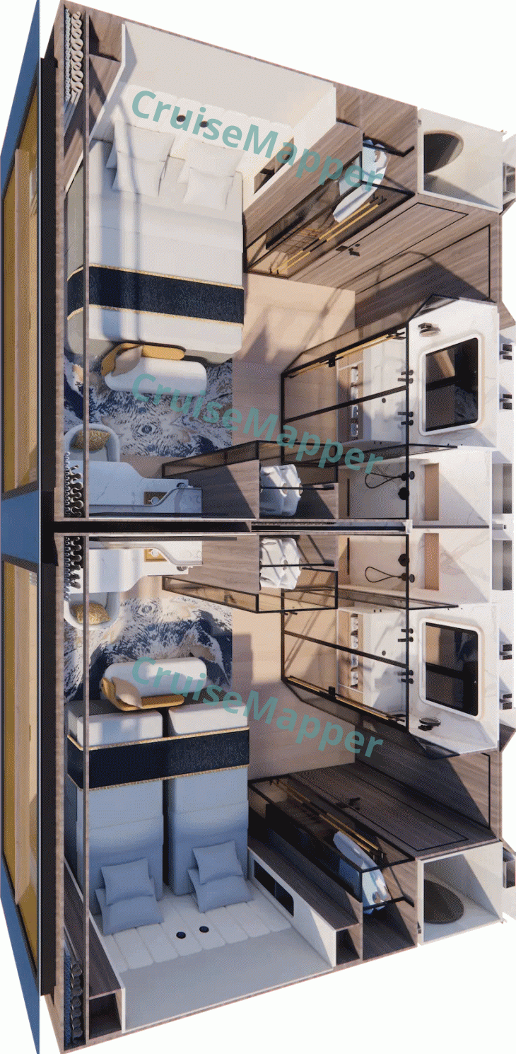 Transcend Evolve French Balcony Cabin floor plan Transcend Evolve French Balcony Cabin floor plan