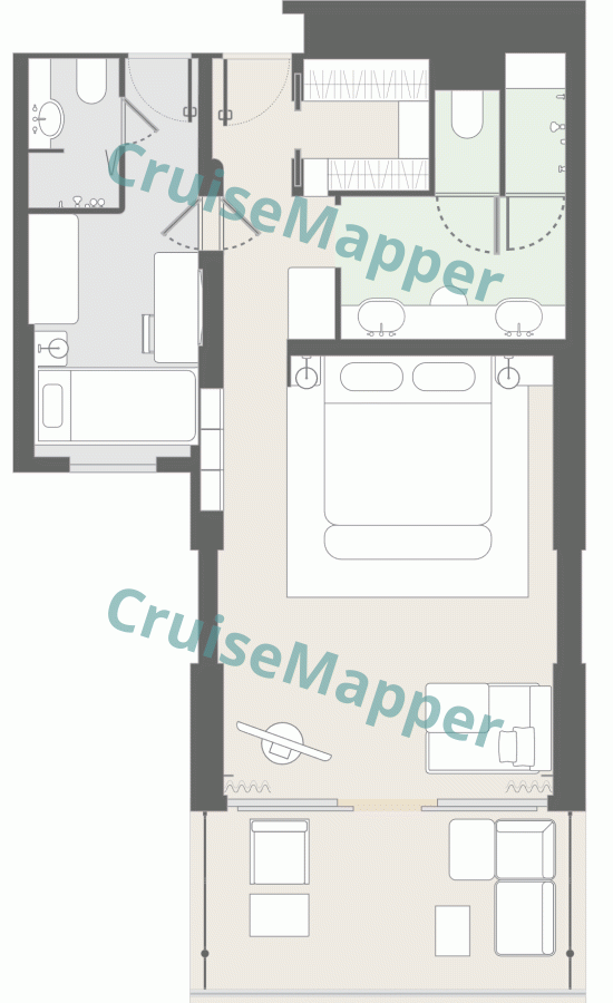 Four Seasons 3 Yacht Residential Seaview Suite with Studio|Connecting Cabins  floor plan