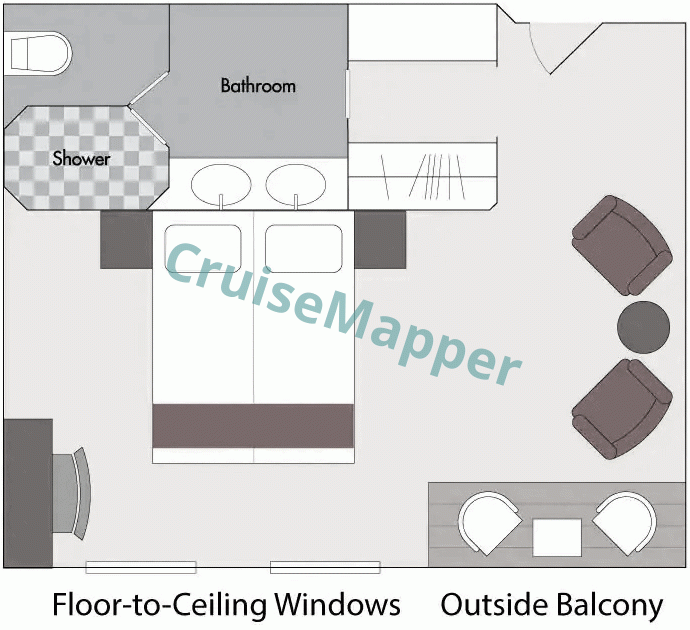 MS Riviera Reflection Twin Balcony Grand Suite  floor plan