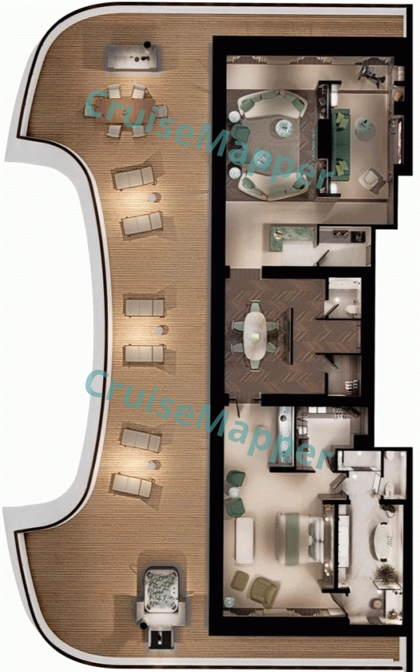 Crystal Grace Aft-Facing Crystal Owner Suite  floor plan