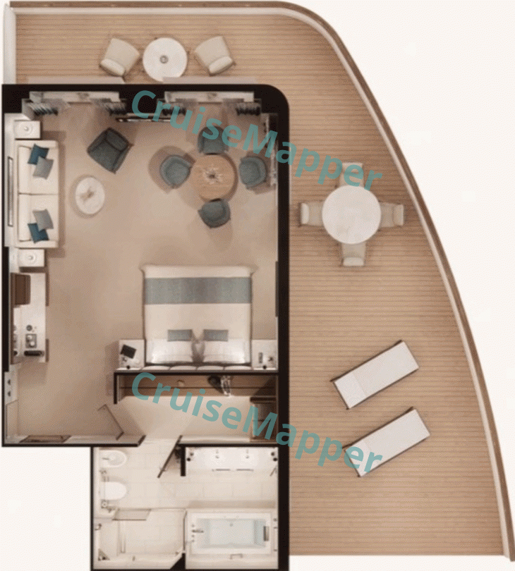 Crystal Grace Forward-Facing Sapphire Panorama Suite  floor plan