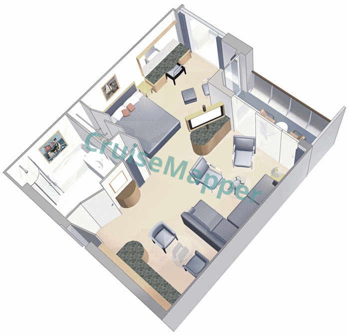 Adventure Of The Seas 1-Bedroom Owners Suite  floor plan